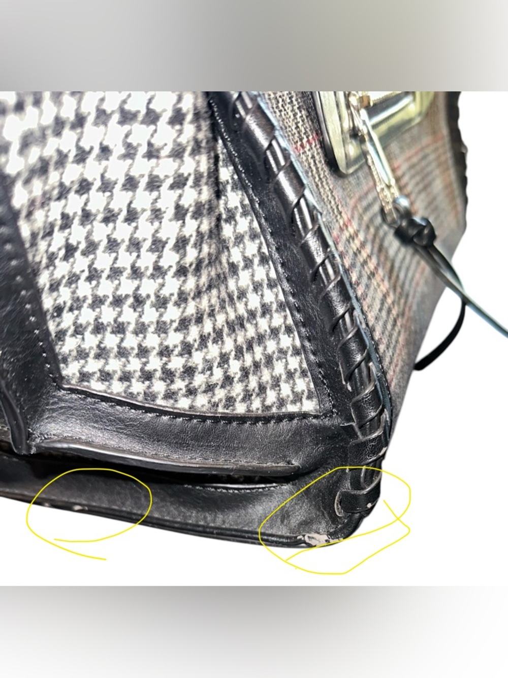 BCBGeneration Aubry Tote Houndstooth Vegan Leather Glen Plaid Handbag Purse - Picture 8 of 8